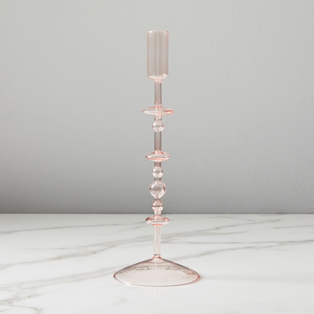 Paradiso Glass Taper Holder, Rose, Large, Individual - Image 0