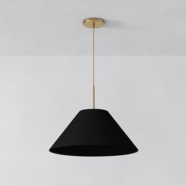 Sculptural Pendant Antique Brass Natural Linen Tapered Cone (18") - Image 2