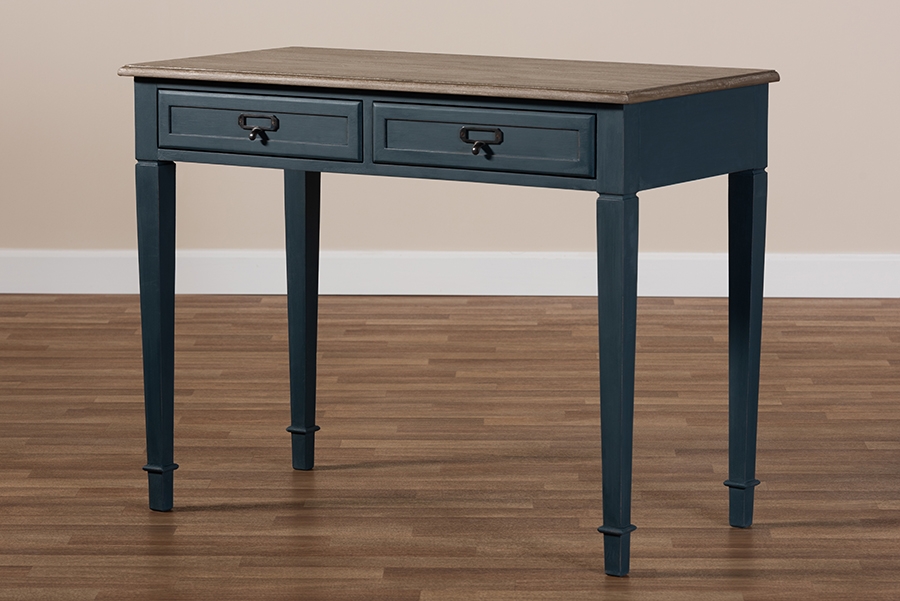 Dauphine French Provincial Spruce Blue Accent Writing Desk - Image 8