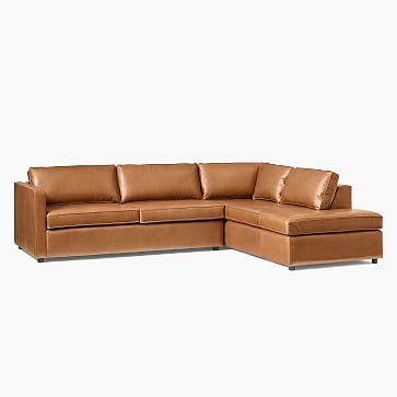 Harris 104" Right Multi Seat 2-Piece Bumper Chaise Sectional, Standard Depth, Vegan Leather, Saddle - Image 1