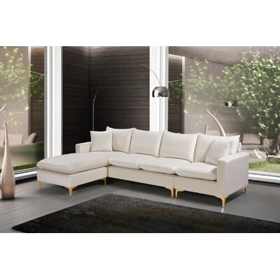 Adedapo 110" Wide Velvet Reversible Sofa & Chaise - Image 0