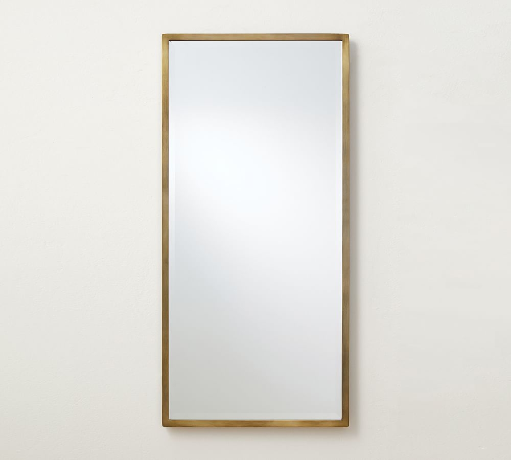 Tumbled Brass Kensington Rectangular Slim Mirror, 20x42" - Image 0