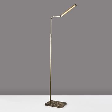 Task Marble LED Floor Lamp, Antique Brass & Brown Marble - Image 1