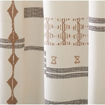 Embroidered Glyphs Shower Curtain, Sand, 72"x74" - Image 1