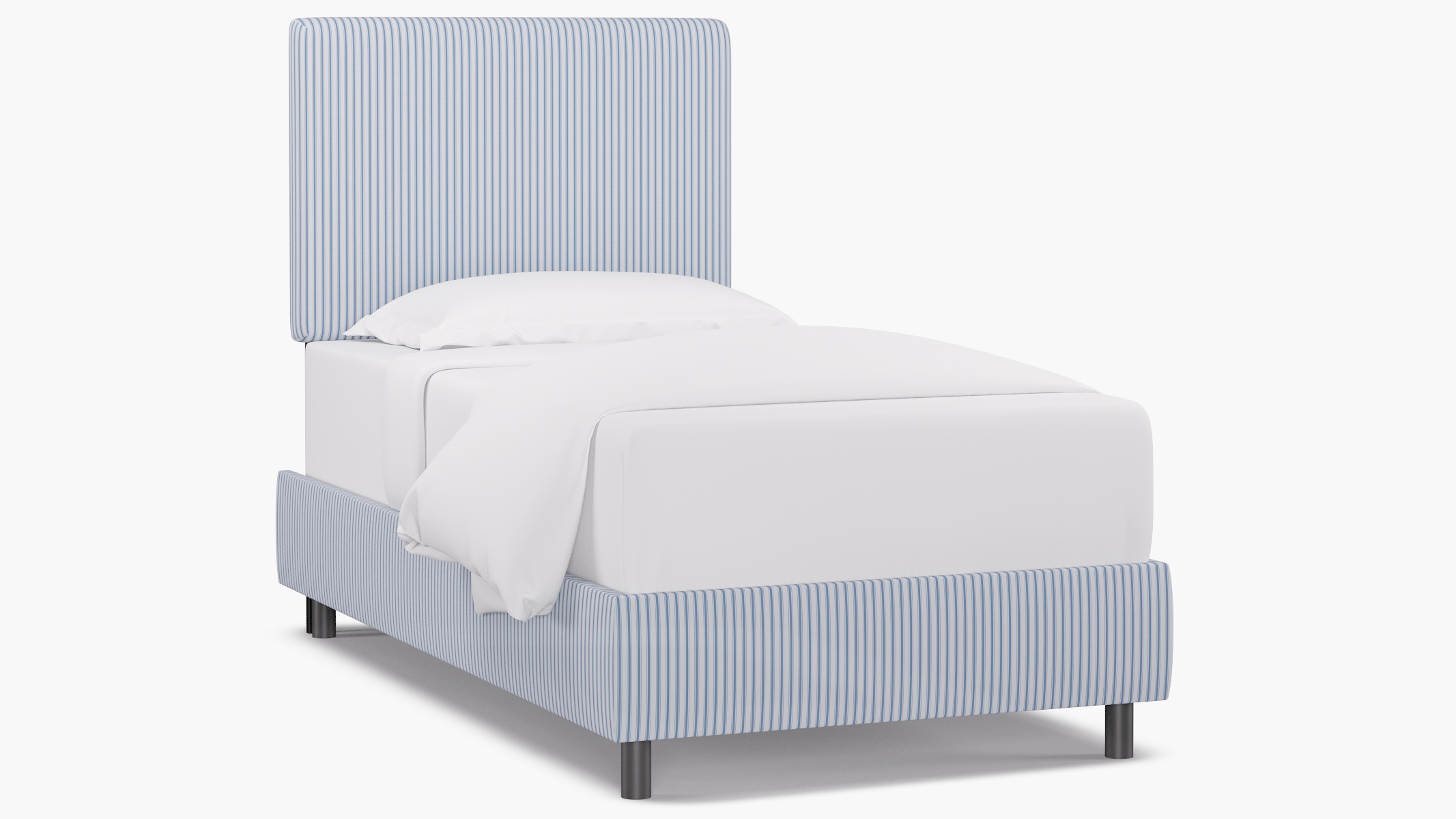 Square Back Bed, Cornflower Classic Ticking Stripe, Twin - Image 1