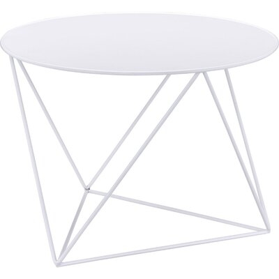 Accent Table With Open Geometric Base And Round Top, White - Image 0