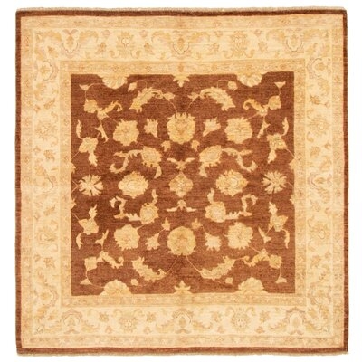 One-of-a-Kind Afsheen Hand-Knotted 2010s Chobi Brown 6'6" Square Wool Area Rug - Image 0