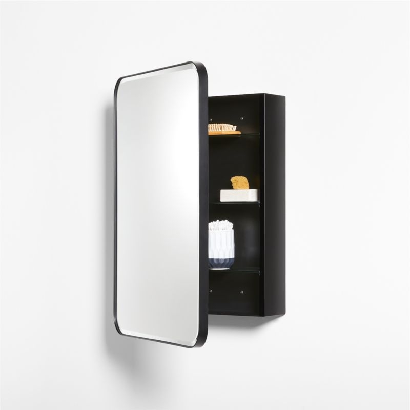 Edge Small Black Rounded Rectangle Medicine Cabinet 19.5"x27" - Image 3