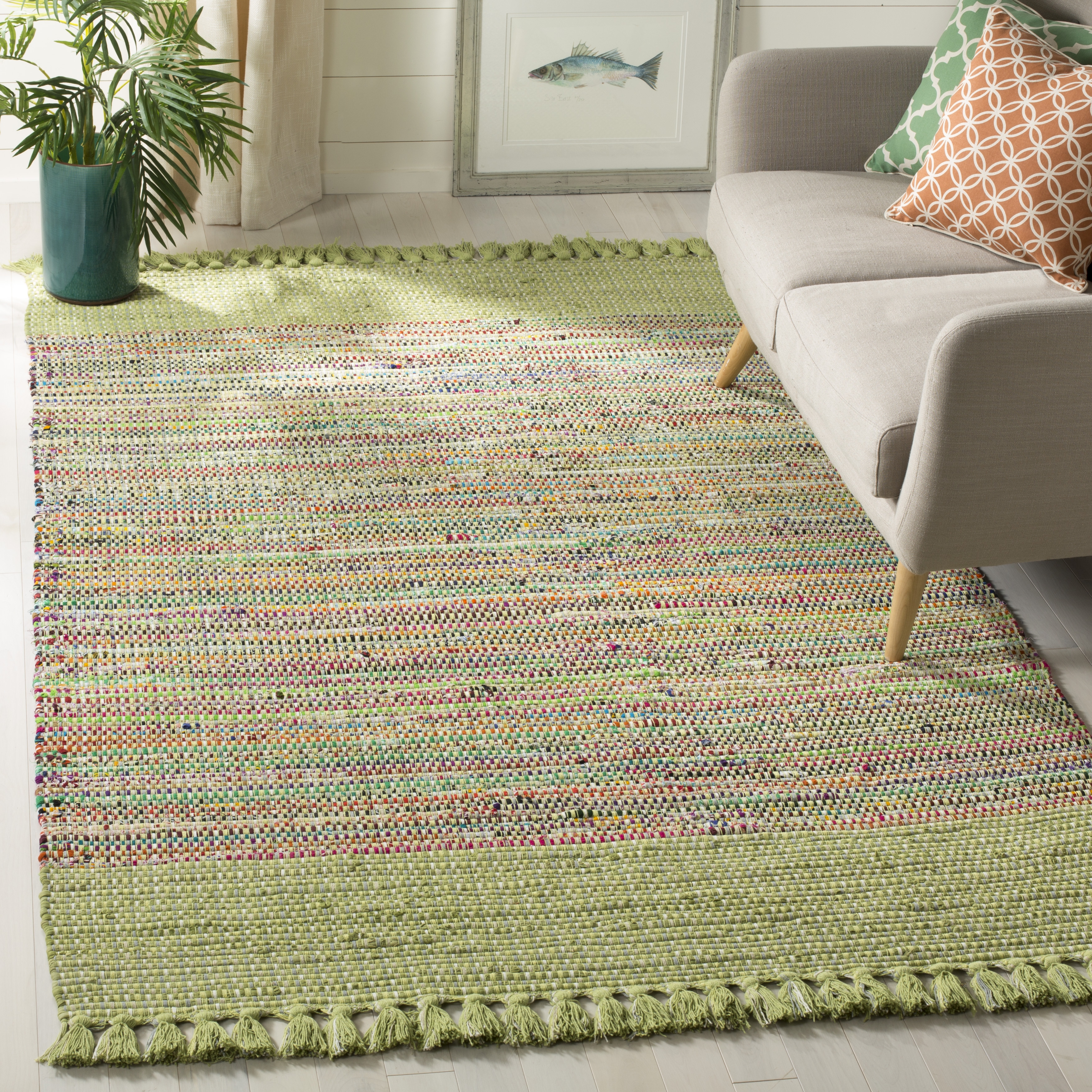 Arlo Home Hand Woven Area Rug, MTK972G, Green/Multi,  5' X 8' - Image 1