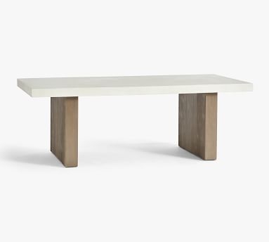 Pomona Concrete & Acacia 86" Rectangular Dining Table, White Speckle & Gray - Image 3