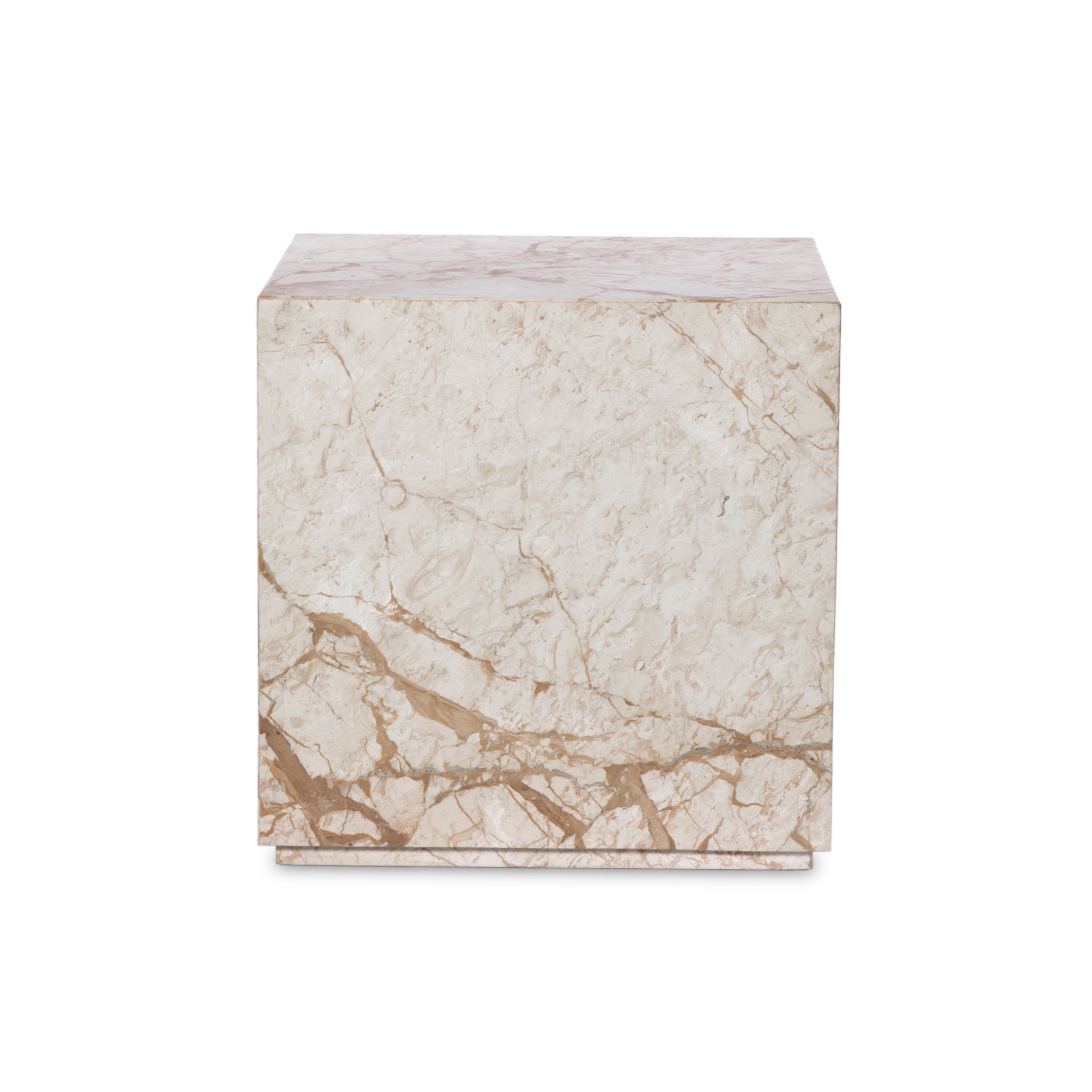 Modern Marble Plinth End Tbl-Desert Tpe - Image 3