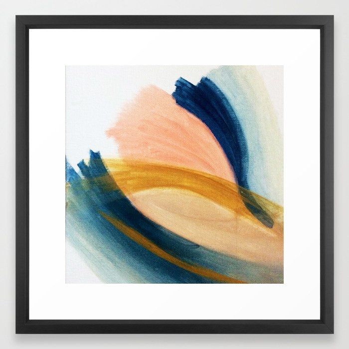 Slow As The Mississippi - Acrylic Abstract With Pink, Blue, And Brown Framed Art Print by Alyssa Hamilton Art - Vector Black - MEDIUM (Gallery)-22x22 - Image 0