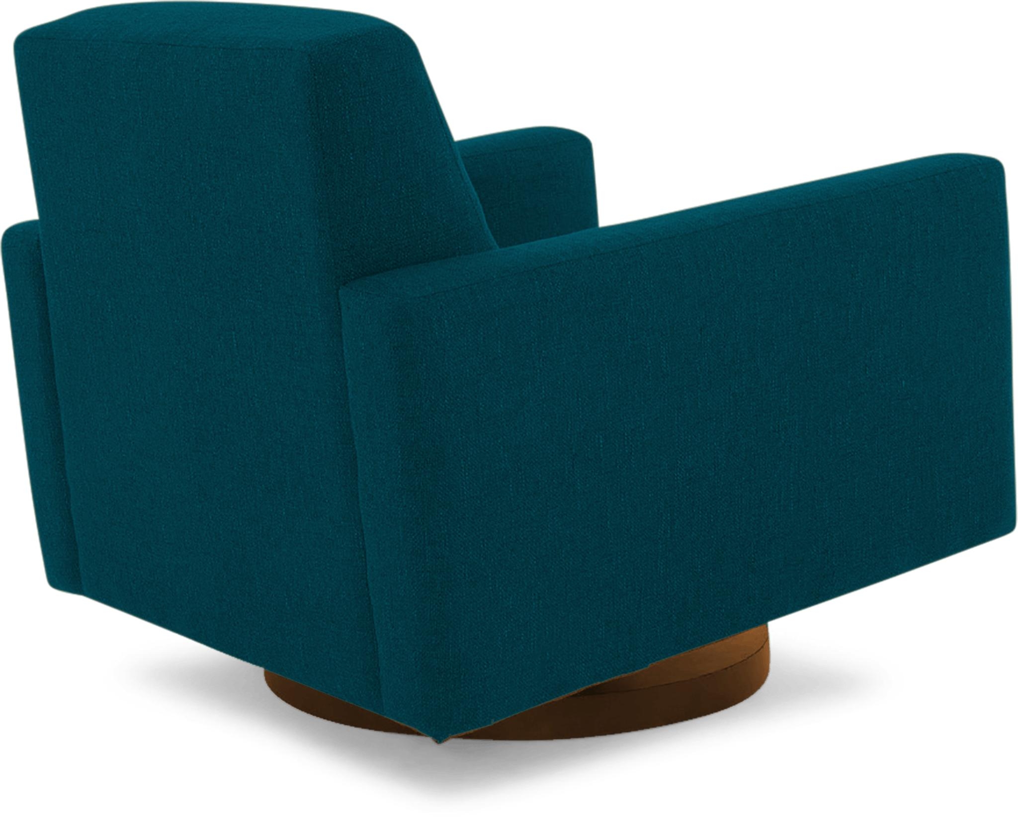 Blue Korver Mid Century Modern Swivel Chair - Key Largo Zenith Teal - Mocha - Image 3