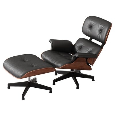 Classic Eames Leather Lounge Chair - Image 0