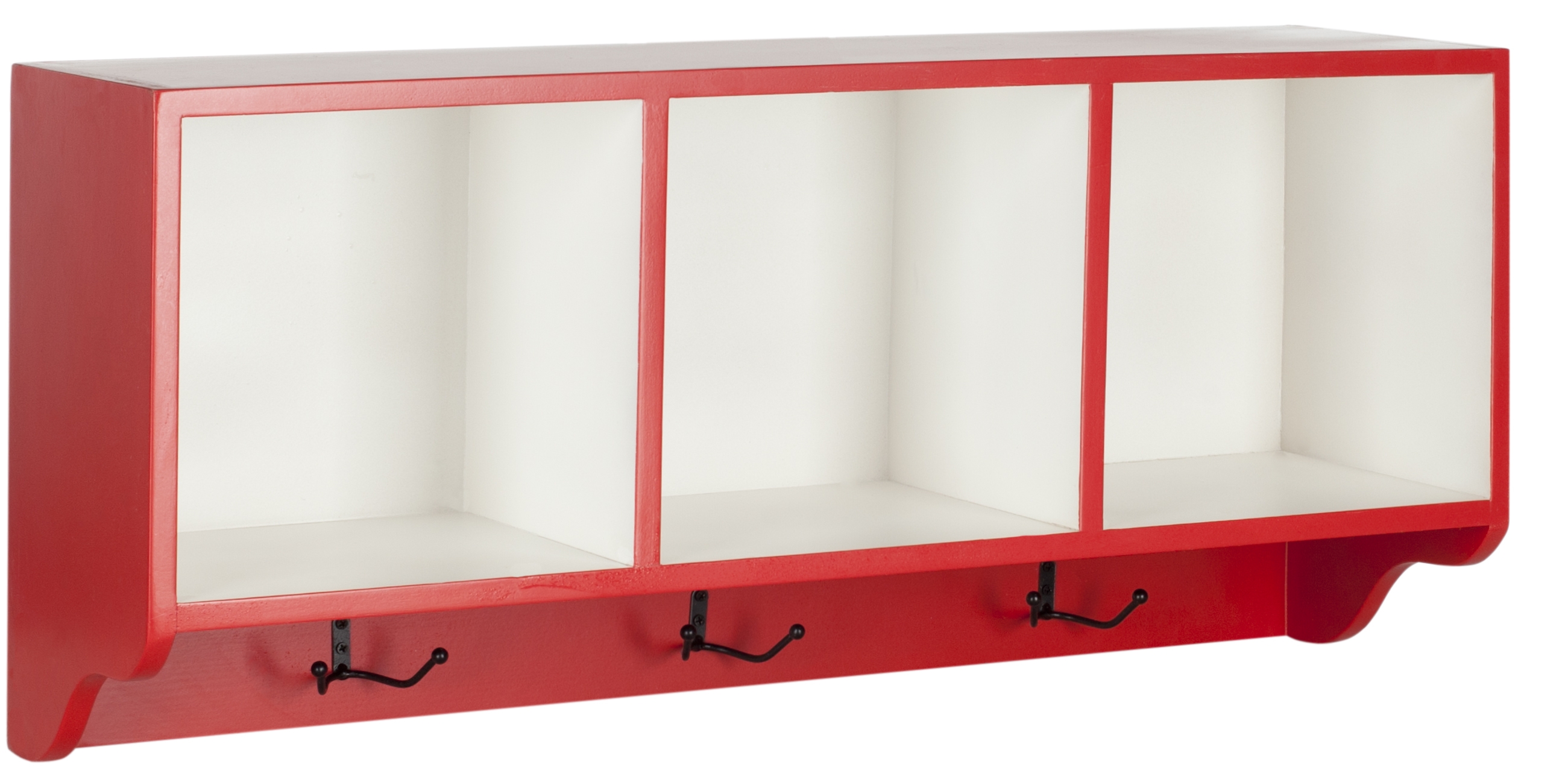 Alice Wall Shelf With Storage Compartments - Hot Red/White - Safavieh - Image 0