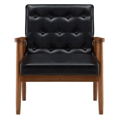 Mid-Century Modern Accent Chair,Club Chair, PU Wooden Lounge Chair Retro Modern Living Room Chair Brown - Image 0