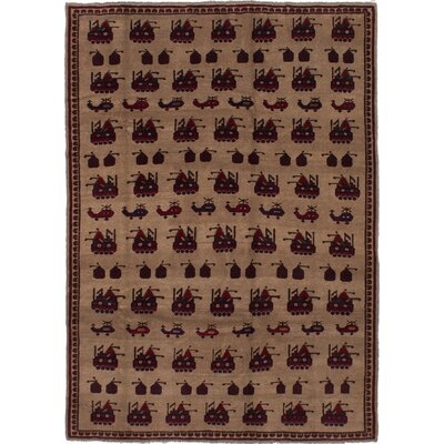 One-of-a-Kind Isolde Hand-Knotted 2010s Baluch Brown 6'11" x 9'6" Wool Area Rug - Image 0