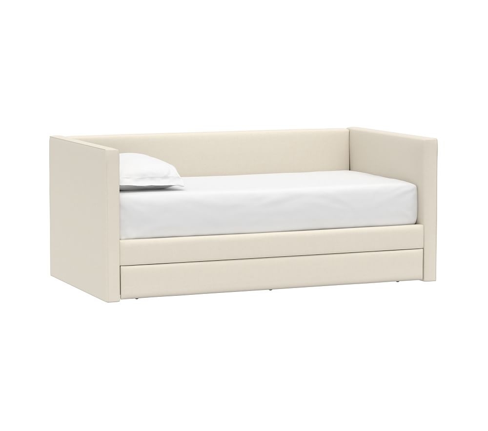 Carter Square Daybed Bed w/ Trundle, Twin, Performance Everyday Velvet, Ivory - Image 0