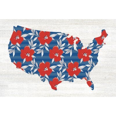 Floral USA Map - Wrapped Canvas Painting - Image 0