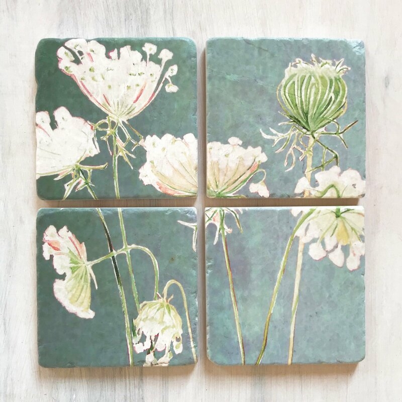 India & Purry Queen Anne's Lace Marble Coaster Set - Image 0