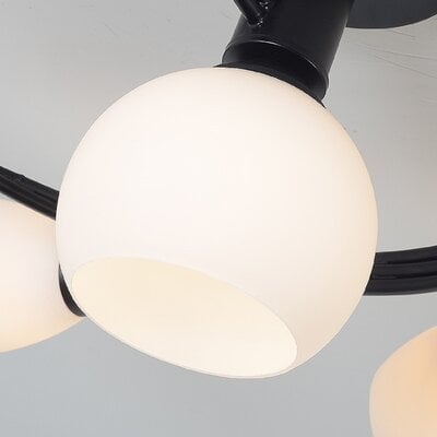 Black+White Spiral Vine Shape Ceiling Light With White Glass Lampshade E26*1+E12*5(Bulbs Not Include) - Image 0