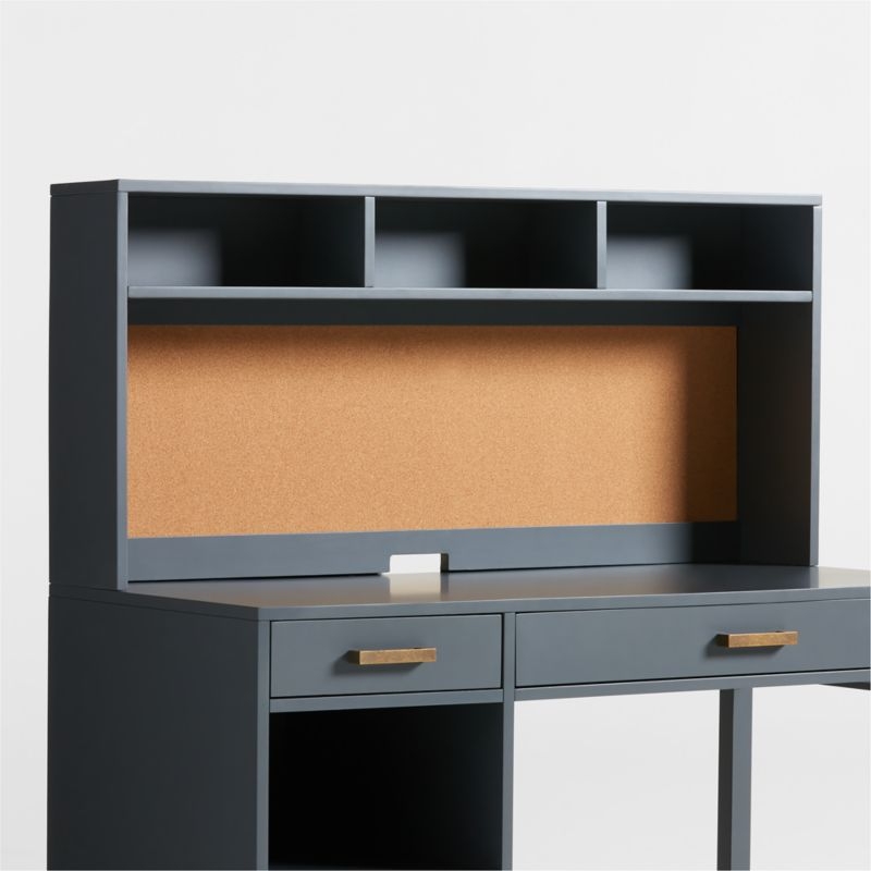 Parke Charcoal Wood 2-Drawer Kids Desk with Hutch - Image 3