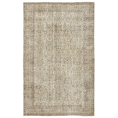 One-of-a-Kind Hand-Knotted 1960s Beige 5'10" x 9'2" Area Rug - Image 0