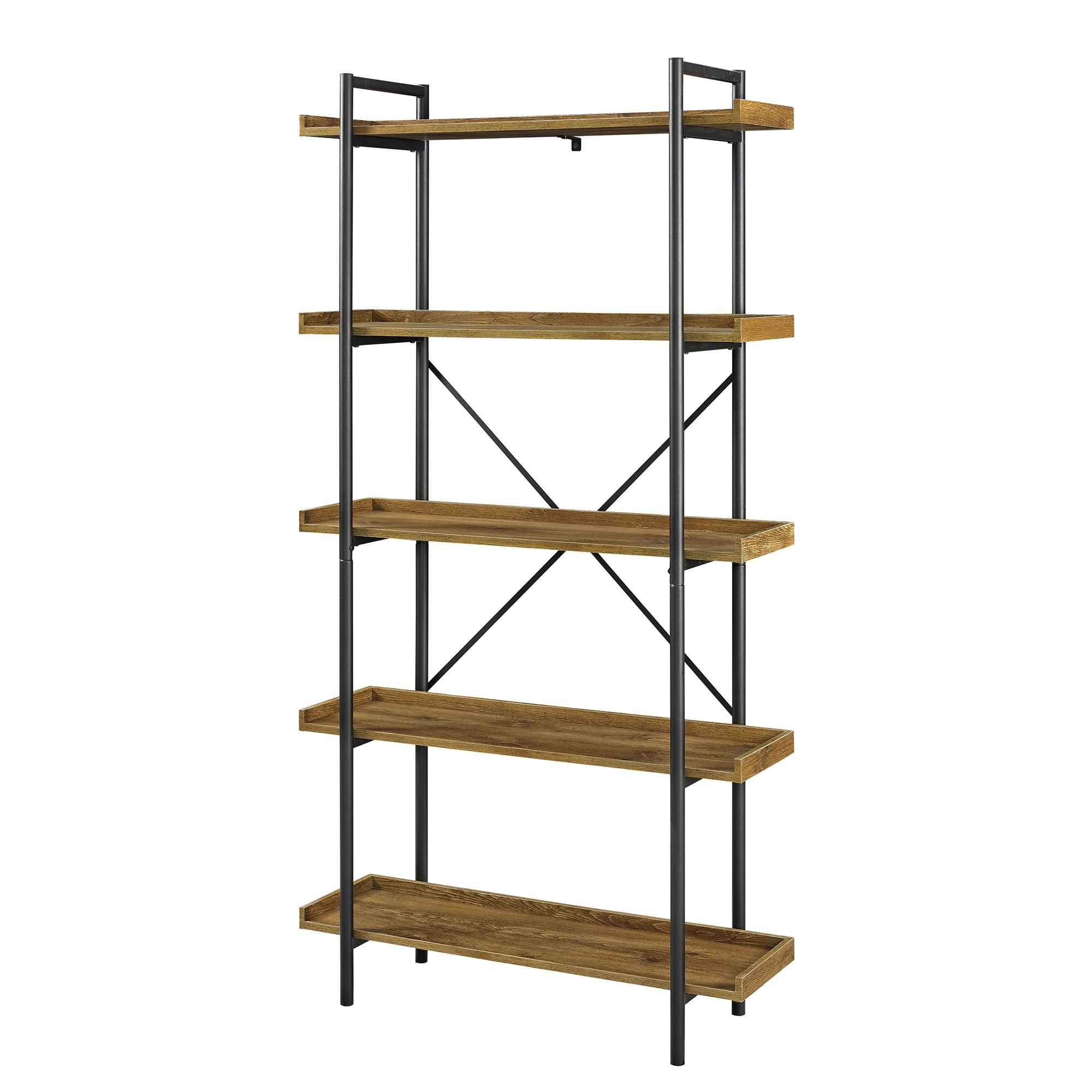 Urban Pipe 68" Rustic Industrial 5 Shelf Wood Bookshelf - Barnwood - Image 3