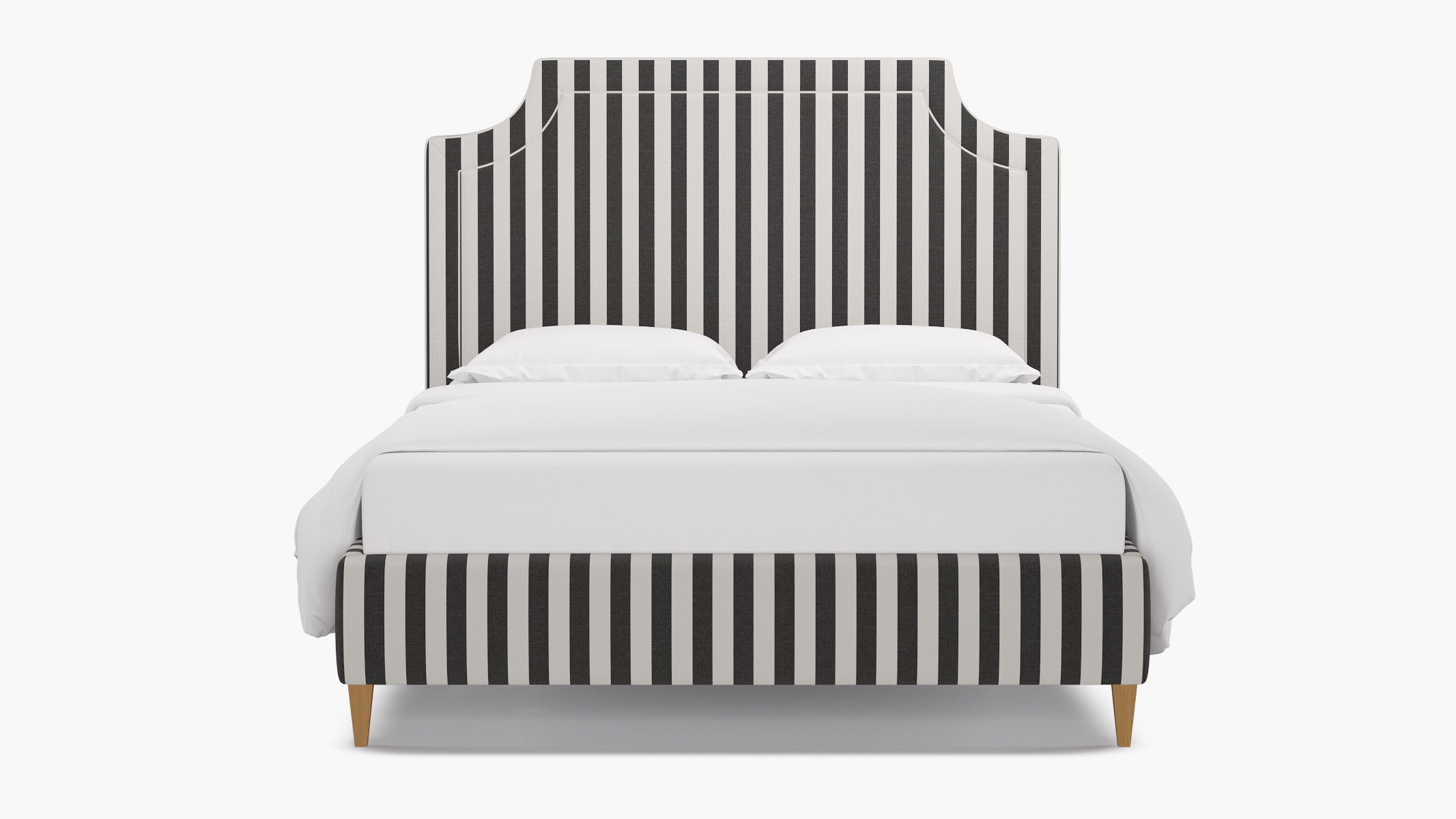 Deco Bed, Ink Cabana Stripe, Natural Square Tapered Leg, King - Image 0