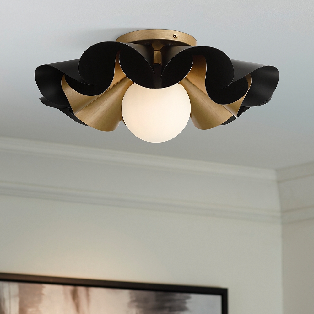 Possini Euro Sedna 18"W Black and Warm Gold Ceiling Light - Image 0