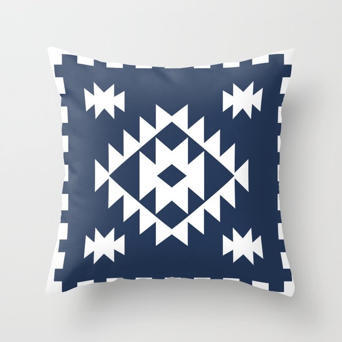Zili In Navy Throw Pillow by House Of Haha - Cover (16" x 16") With Pillow Insert - Indoor Pillow - Image 0