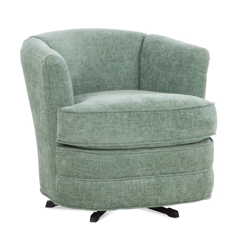 Braxton Culler Greyson Swivel Tub Barrel Chair Upholstery Color: Lime Green/Blue - Image 0