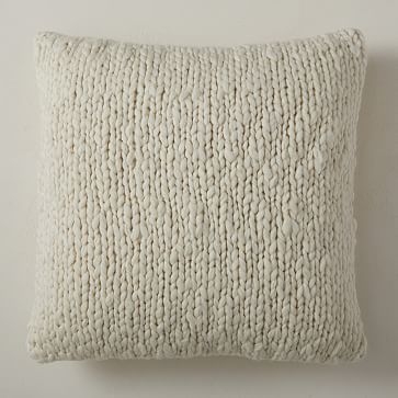 Wool Knit Pillow Cover, 20"x20", Alabaster - Image 2