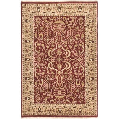 One-of-a-Kind Doney Hand-Knotted 2010s Jaipur Dark Red/Beige 4'2" x 6'1" Wool Area Rug - Image 0