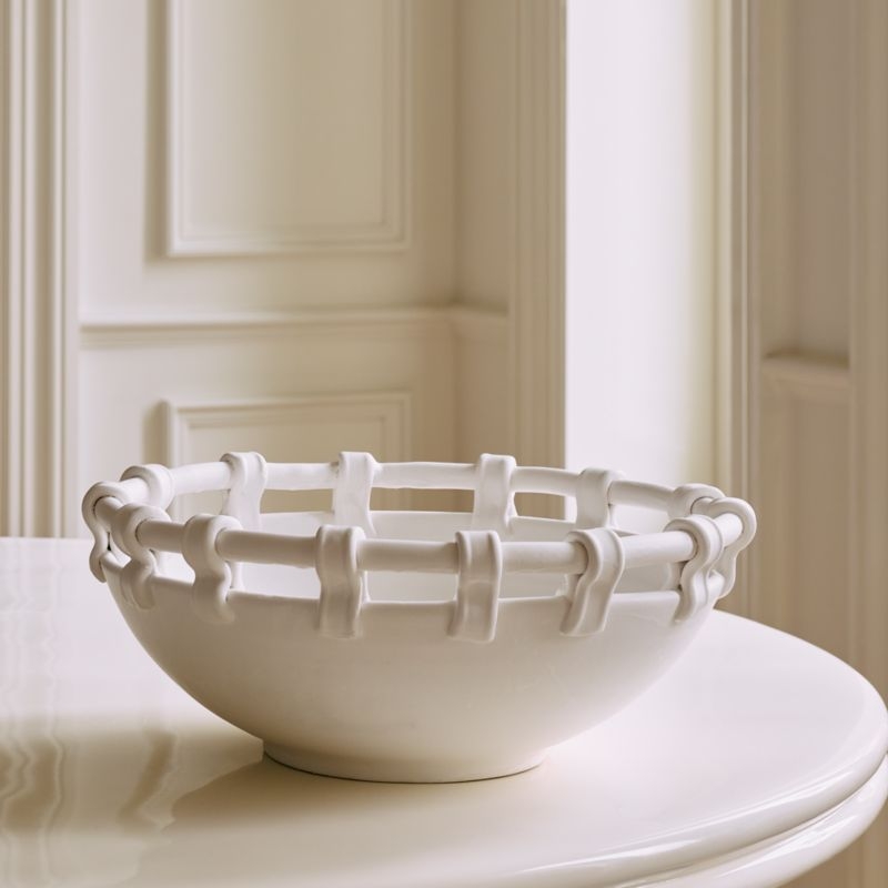 Mondovi White Ceramic Decorative Bowl - Image 2
