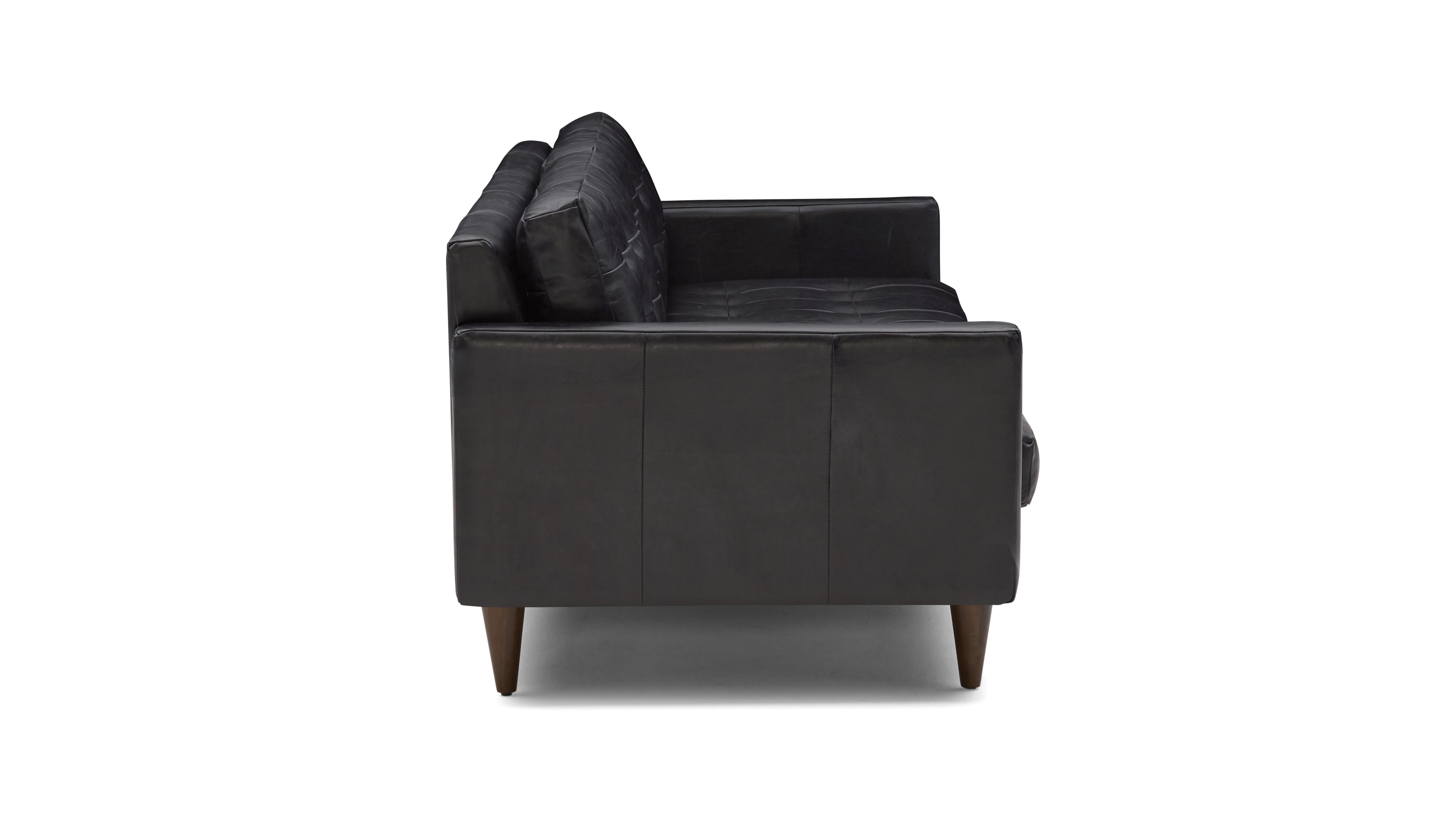 Black Eliot Mid Century Modern Leather Sofa - Santiago Steel - Mocha - Image 2