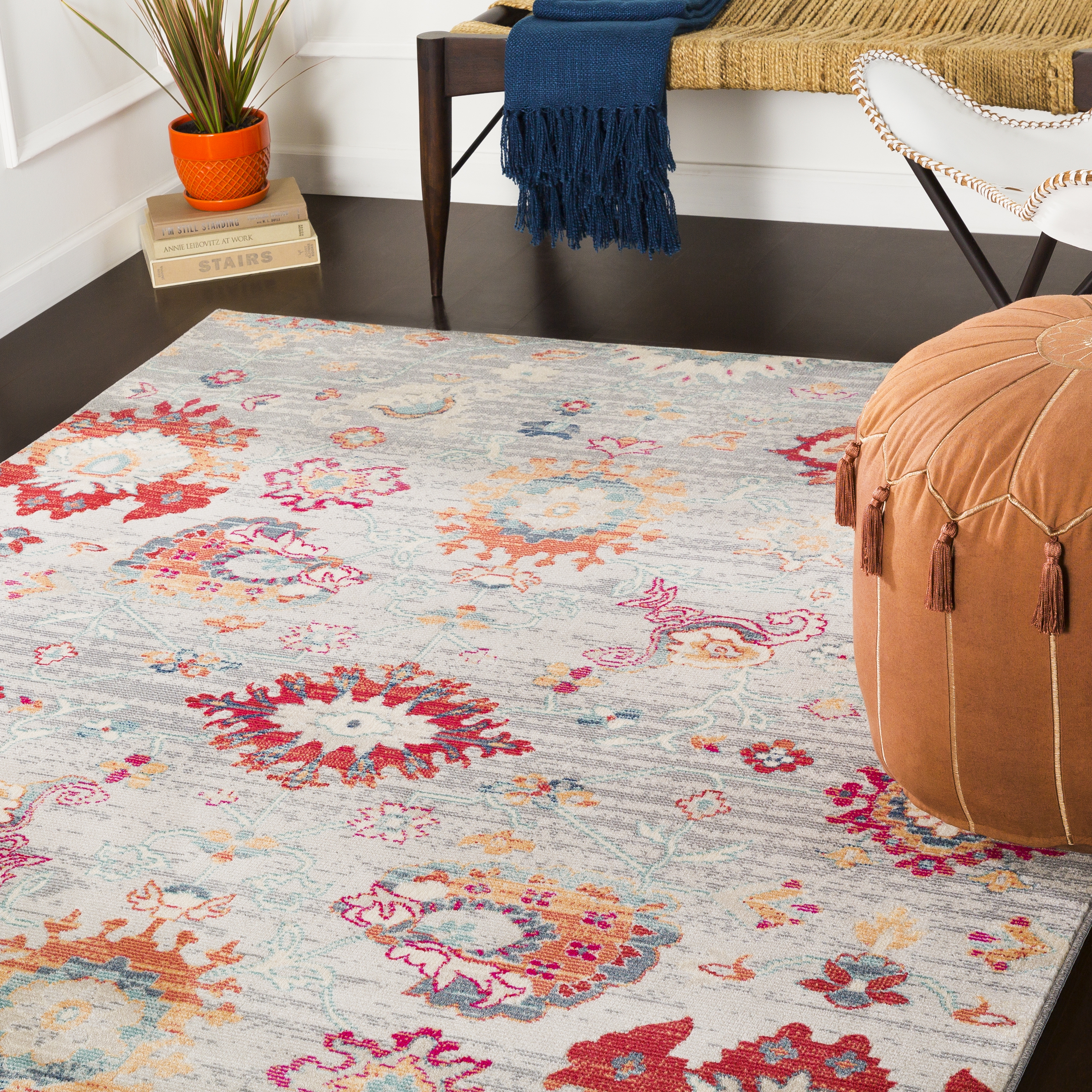 Bohemian Red Indoor 8'10" x 12'9" Machine Woven Rug - Image 1