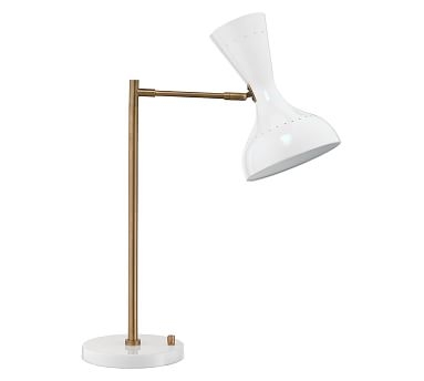 Parsons Task Lamp, White Lacquer and Antique Brass - Image 0