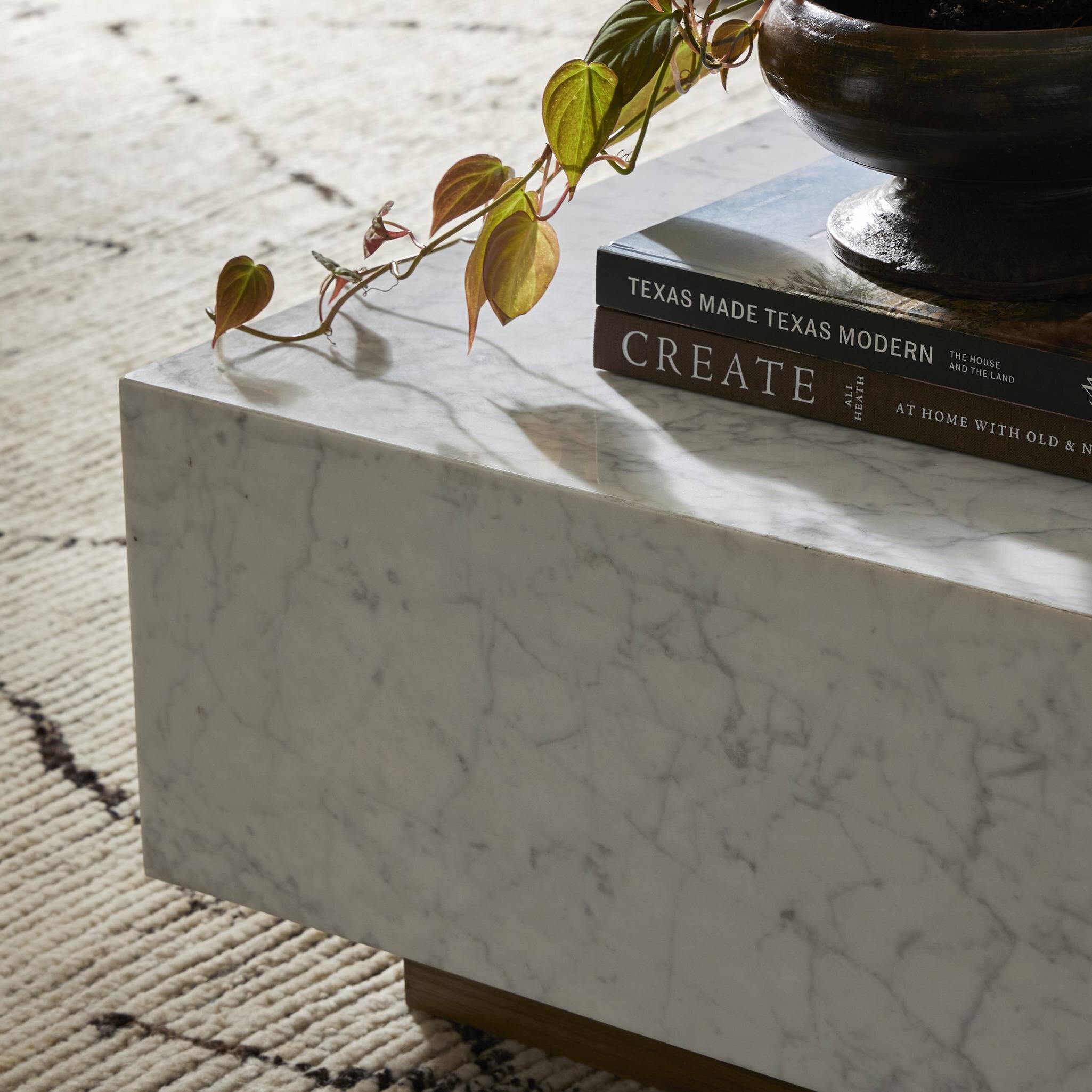 Masera Marble Coffee Table - White Carrara Marble - Image 8