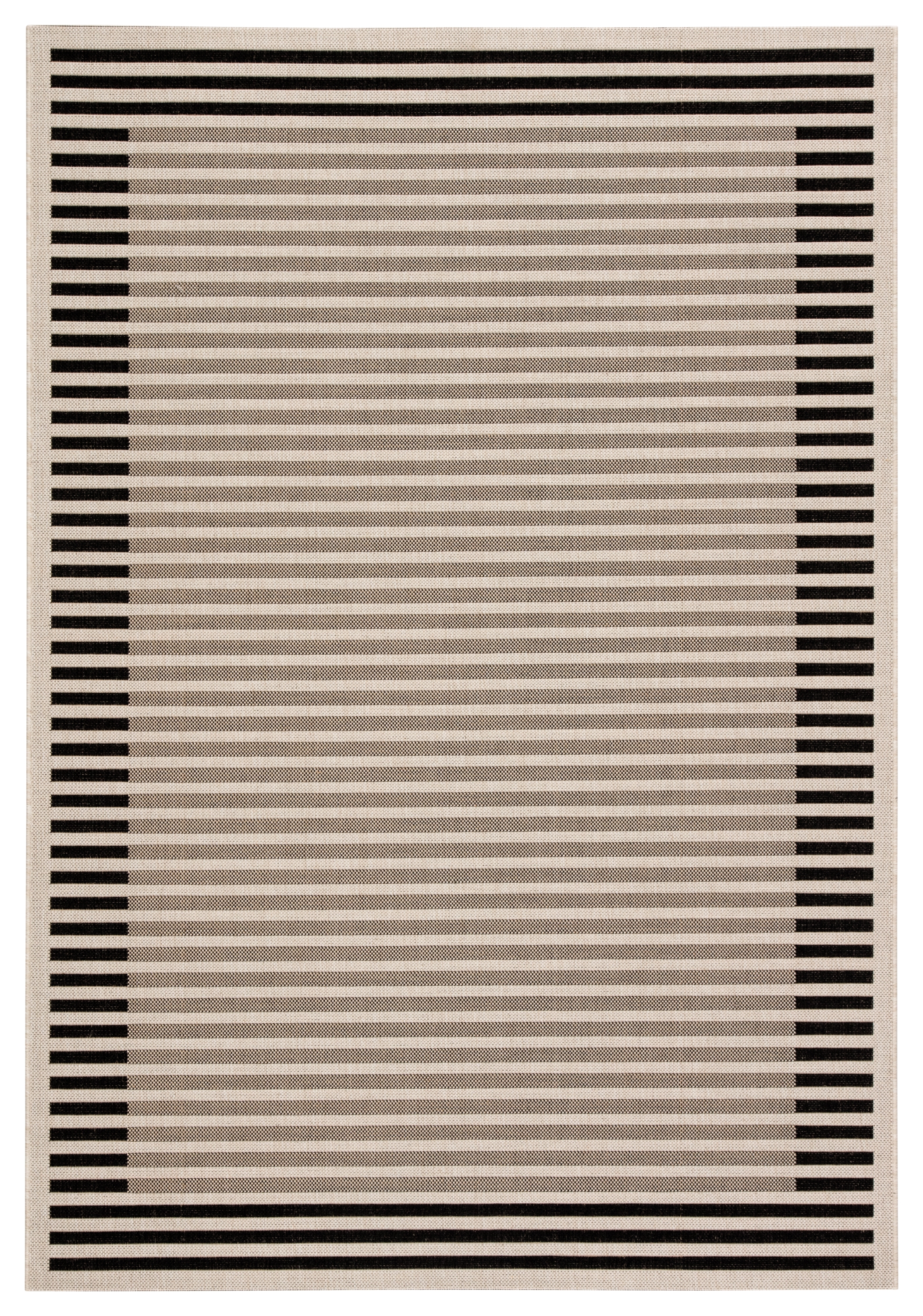 Fathom Indoor/ Outdoor Stripe Ivory/ Black Area Rug (7'10"X10'10") - Image 0