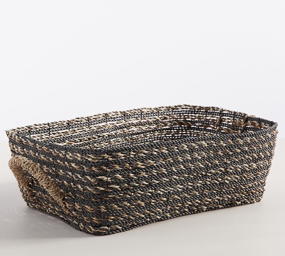 Asher Underbed Seagrass Basket, Charcoal/natural - Image 0