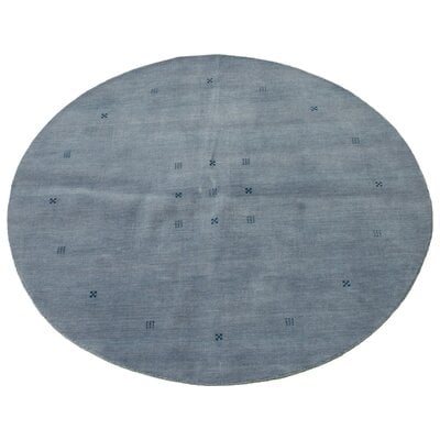 One-of-a-Kind Hand-Knotted New Age Gabbeh Gray 5'11" x 5'11" Round Wool Area Rug - Image 0