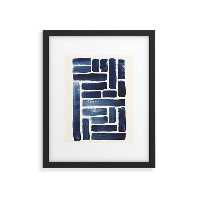 Blue Strokes Pattern 1 by Pauline Stanley - Framed Art Print Modern Black 18" x 24" - Image 0