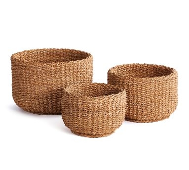 Edith Seagrass Cylindrical Baskets, Set of 3 - Image 1