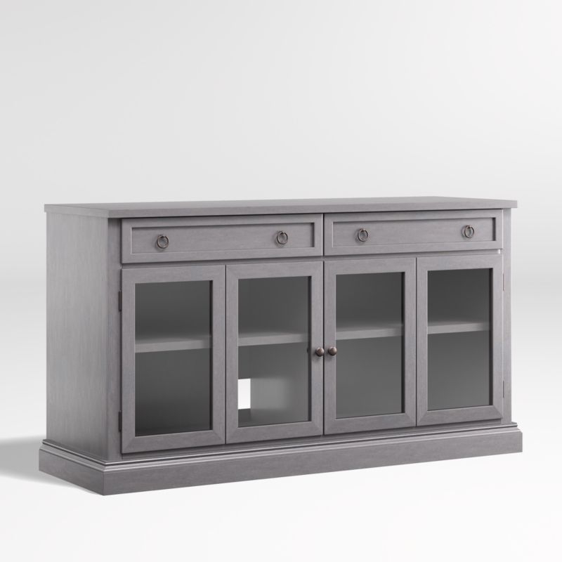 Cameo Dove Grey Media Console with Glass Doors - Image 1