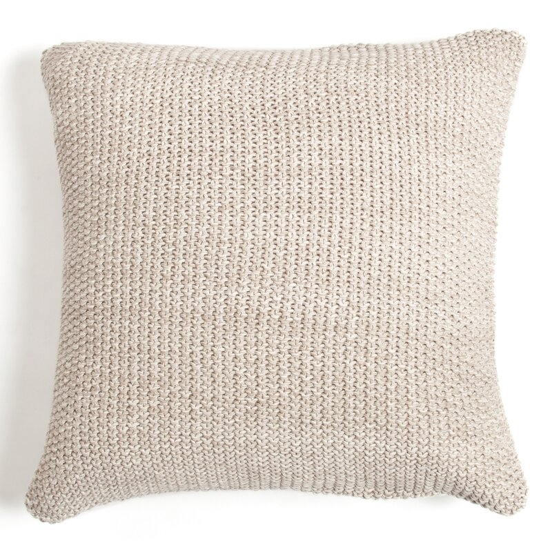 Eddie Knitted 100% Cotton Throw Pillow Color: Stone - Image 0