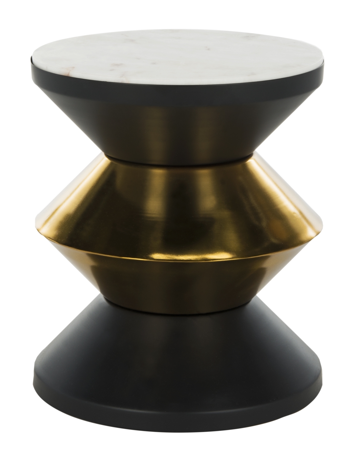 Azizi Stone Top Side Table - Black / Gold - Safavieh - Image 0