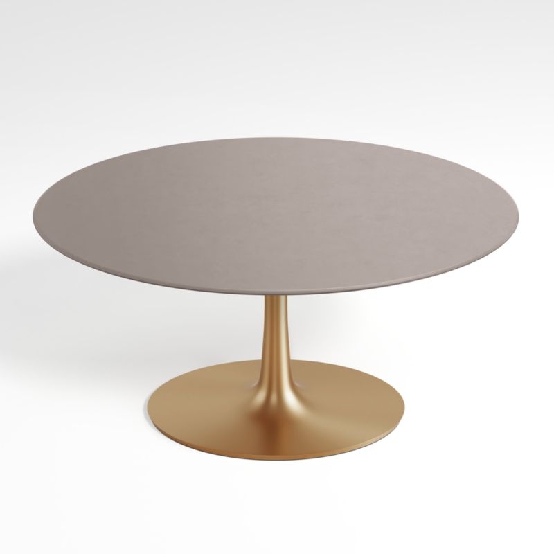 Nero Oval Concrete 60" Dining Table with Brass Base - Image 1
