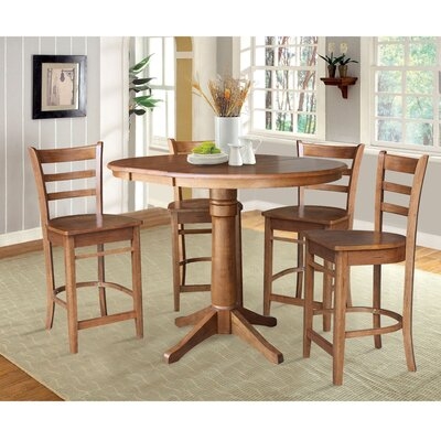 Roepke Counter Height Extendable Rubberwood Solid Wood Dining Set - Image 0