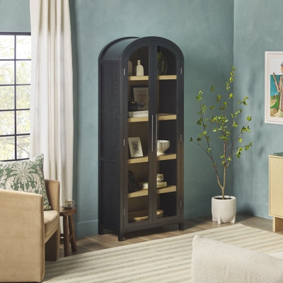 Ridunel Modern Arched Standard Bookcase with Glass Doors